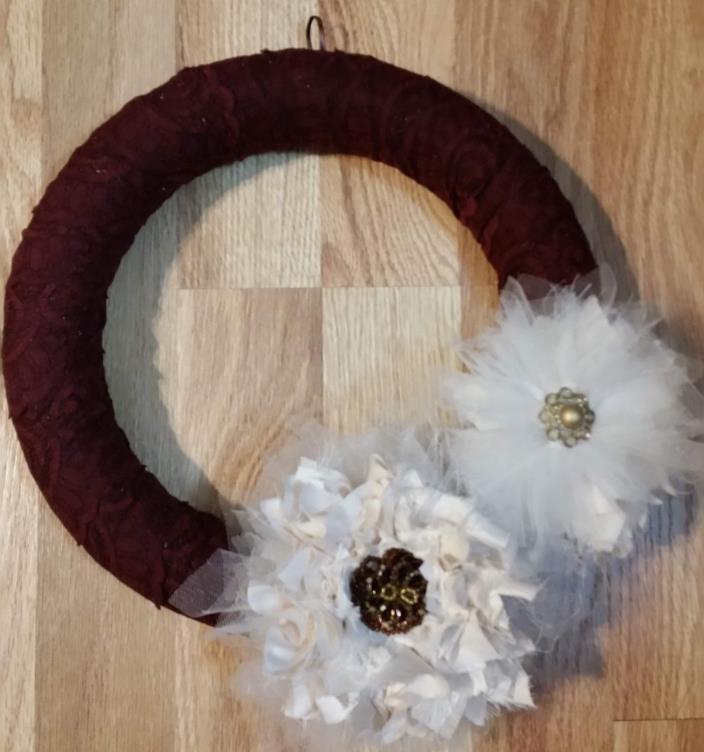Burgundy Victorian lace wreath Victorian lace flower wreath Victorian wreath