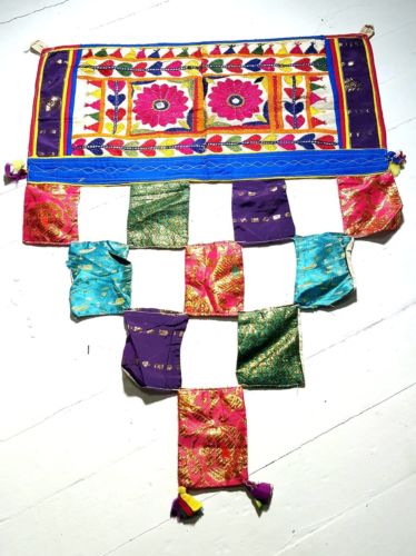Ethnic Embroidery Rabari Mirror Tribal Tapestry Decor Door Valance Indian Toran