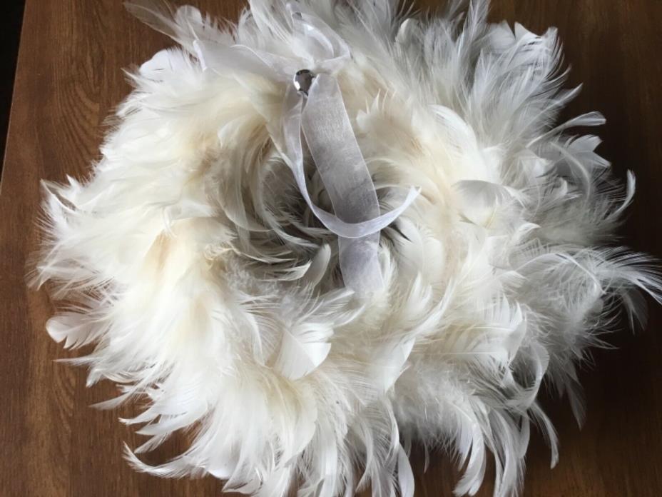 New Feather Wreath Natural White Feather Wreath, Victorian Feather, Wedding