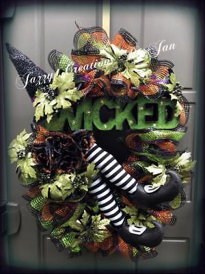 WICKED WITCH WREATH GRAPEVINE DECO MESH WITCH WREATH LIGHTED WICKED SIGN WREATH