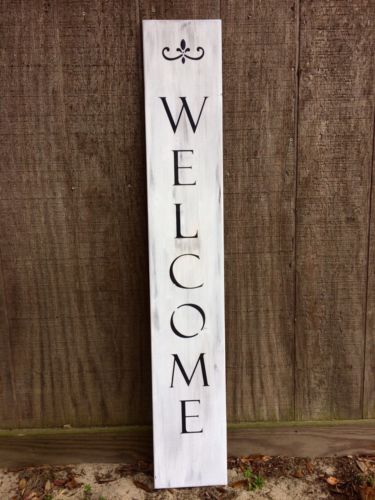 Vertical Farmhouse Style Welcome Sign For Front Porch