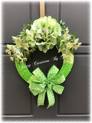 GREEN HYDRANGEA WEAVED WREATH DOOR HANGER