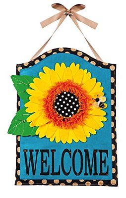 Evergreen Sunflower Welcome Hanging Outdoor Safe Burlap Door Décor 15.75”W X 21.