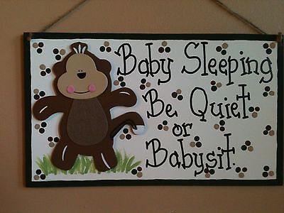 baby sleeping Doorknob Hanger monkey brown country cuties crafts