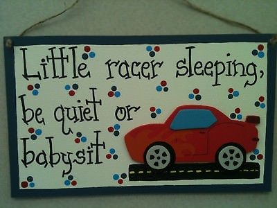 baby sleeping Doorknob Hanger Race car country cuties crafts