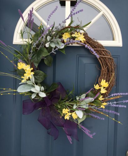 Spring wreath, Summer wreaths for front door, wreaths, Decorations, Purpleflower