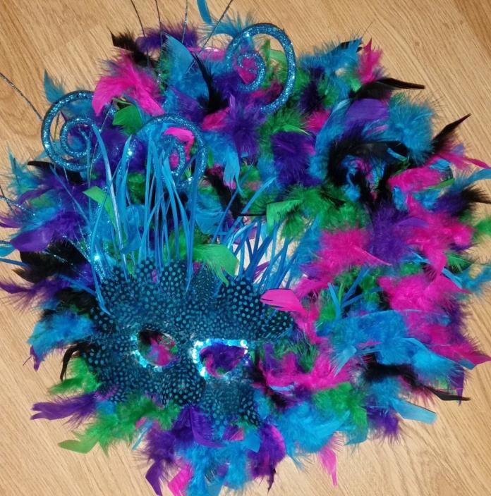Mardi Gras Feather Wreath Mardi Gras door wreath Mardi Gras Mask Door Wreath
