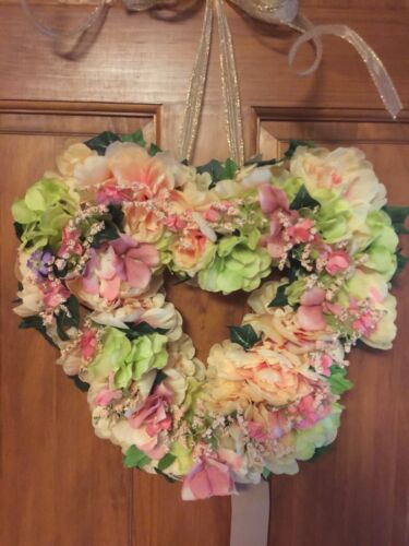 12” Heart Shape Peony And Hydrangea Hand Made Wreath