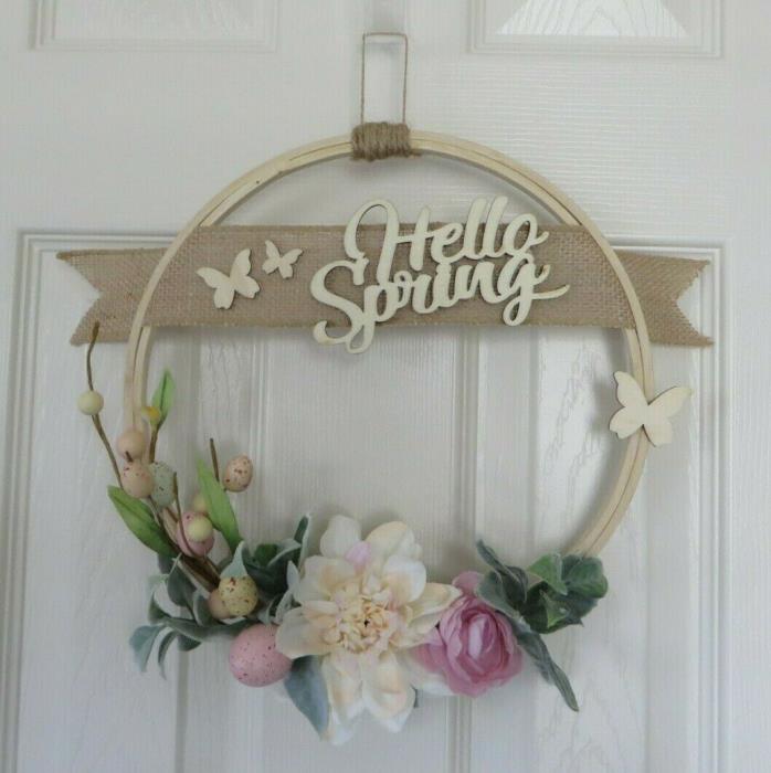 Spring Home Decor - Floral Wreath - Embroidery Hoop 