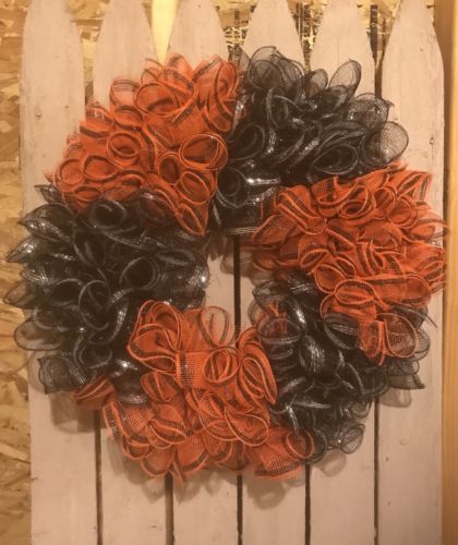 Halloween Deco Mesh Wreath Orange And Black