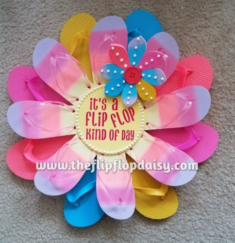 Adorable Handmade It's a Flip Flop Kind of Day Wreath Door Decor Beach Florida