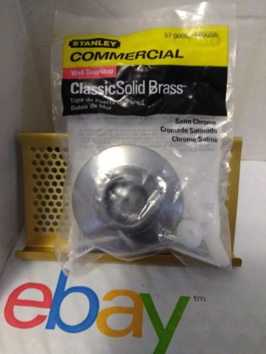 Lot of 6 - Stanley Commercial Wall Doorstop Satin Chrome Classic Solid Brass
