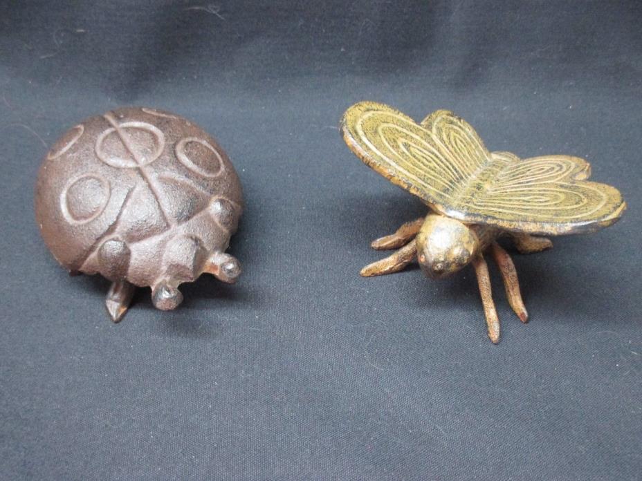 Antique TWO Rustic Iron Metal 4