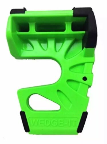 Wedge-It 3 in 1 Ultimate Door Stop Heavy Duty Lexan Plastic Rubber Shim (GREEN)