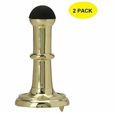 Set Of 2 Solid Brass Door Stop, Polished Finish, Base Dia 1 3/4 Inch X Length