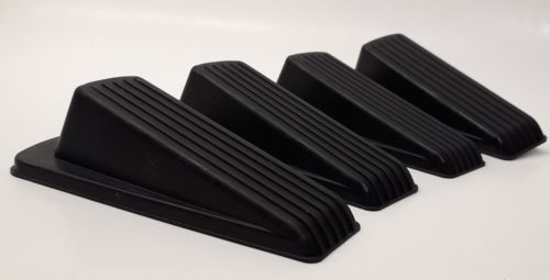 4 Pack Of Rubber Door Stops/wedges Black. New...FREE SHIPPING