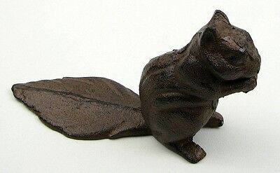 CAST IRON- Squirrel Doorstop Flat Tail Wedge  Rustic Brown Country Decor