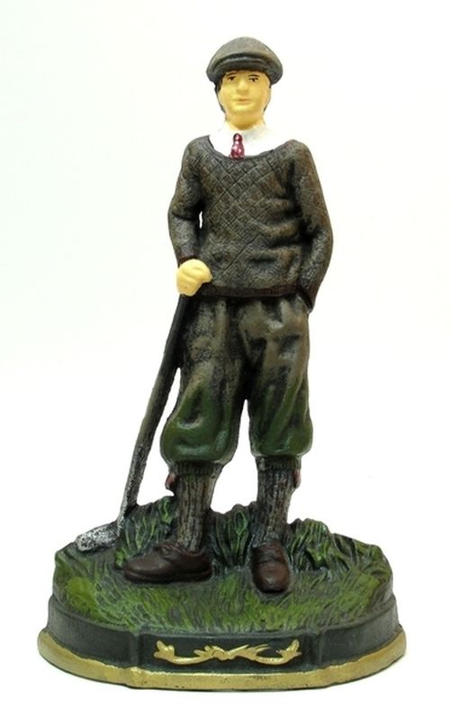 Colorful Cast Iron Golfer Door Stop