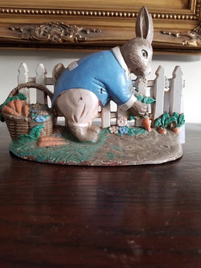 Vtg Midwest Cast Iron Doorstop Door Stop Stopper Bunny Rabbit