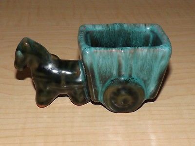 Glaze green black pottery BMP CCC ?? Horse donkey farming wagon figurine