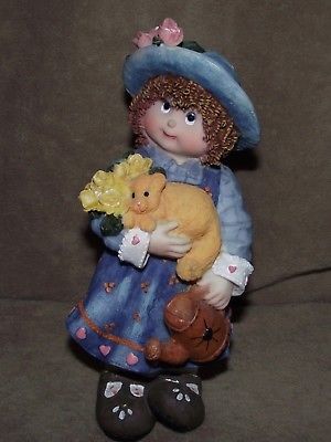 Resin hand painted very detailed Shirley Temple curly top red head cat figurine