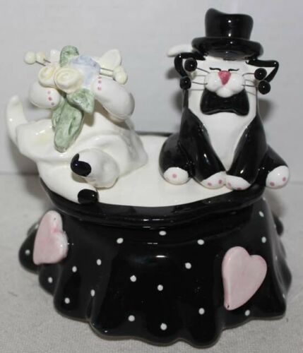 Lacambe Cat Bride & Groom Figurine Cake Topper Table Figurine Ceramic NEW