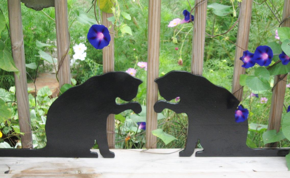 Life Size Wood Cat Cutouts Silhouettes, Set of 2, Painted Black, 19