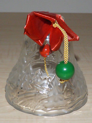 Frosted christmas crystal clear snow trees large glass hanging bell