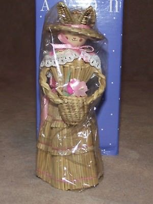 Avon straw bunny pomander diffuse perfume figurine vintage rabbit basket flowers
