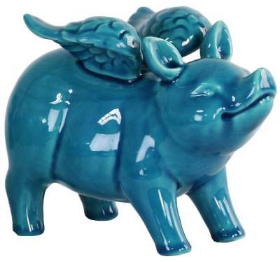 Standing Winged Pig Figurine in Turquoise Gloss [ID 3490115]