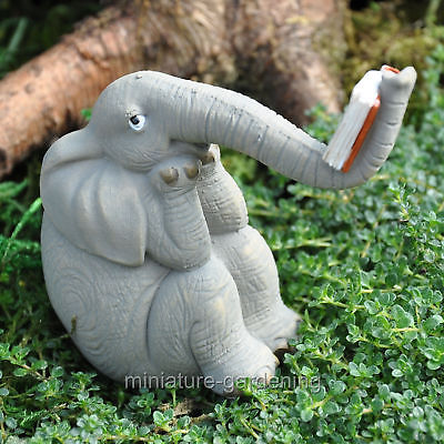 Miniature Fairy Garden Elephant Reading Book