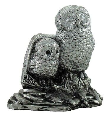 Zeckos Mother and Baby Owl Statue Antique Silver Finish