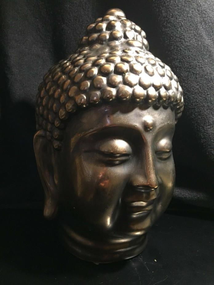 Ceramic Bronze tone Buddha head Home Decor 12