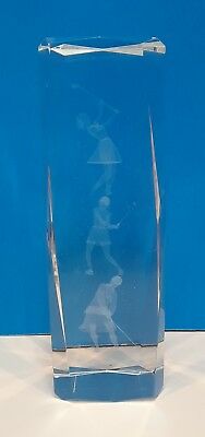 FEMALE GOLFER - 3 DIFFERENT SWINGS -   LASER ETCHED GLASS FIGURINE