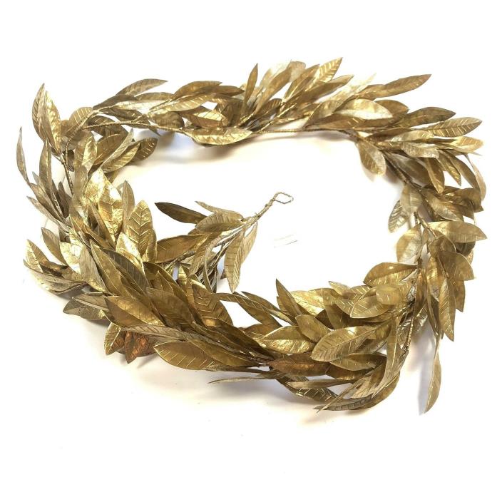 NWT Bergdorf Goodman metallic gold golden leaf leaves Christmas holiday garland