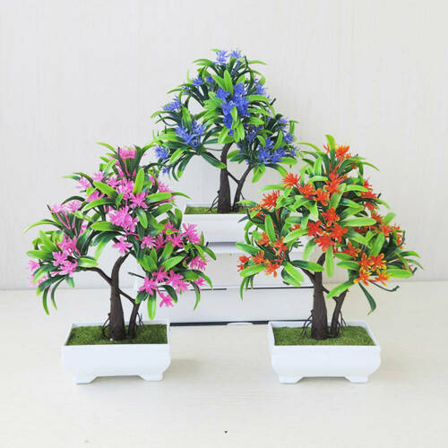 Plants Simulation of Luo Han Flower Potted Plant Floral Green Bonsai Decor Dry