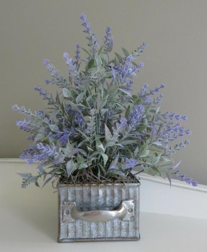 Spring Decor - Lavender Floral Arrangement in Decorative Metal Tin - Item #195