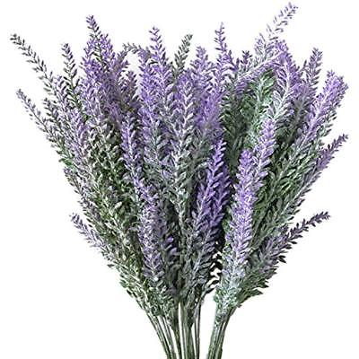 6 Bundles Artificial Lavender Bouquet Fake Bunch Purple Flowers Plant For Home