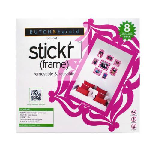 14-Pc Stickr Peel and Stick Wall Frames Kit in Pink [ID 3780399]