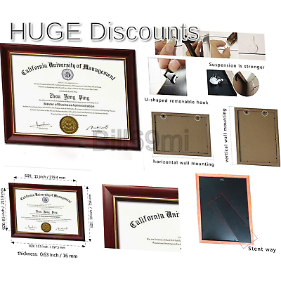 Document Frame Degree Frame Holder Certificate Solid Wood 8.5 x 11 inch Used ...