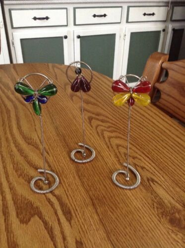 3 Butterfly Dragonfly Bug Shaped Wire Clip Picture/Note/Memo Holder-Colorful