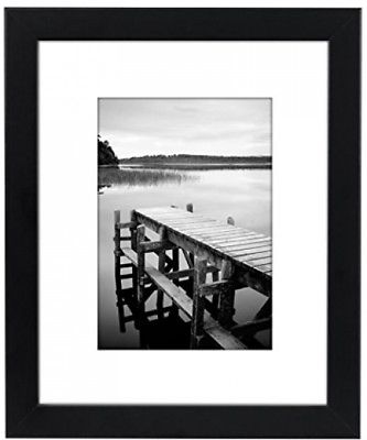 8x10 Black Picture Frame - Made to Display Pictures 5x7 with Mat or 8x10 Mat