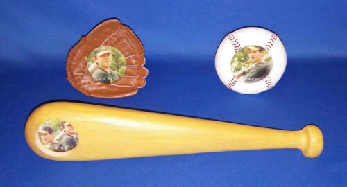 3 pc LOT - Baseball Frame Bat Glove Ball - Very Cool
