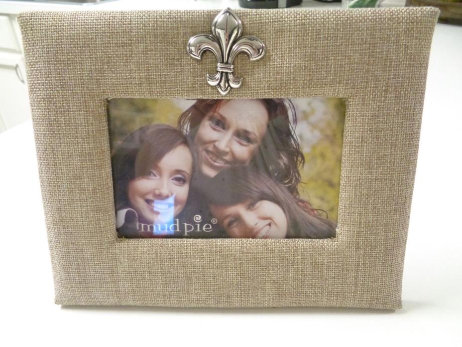 Fleur de Lis Size 4 x 6 Picture Frame Burlap by MUDPIE NEW!!