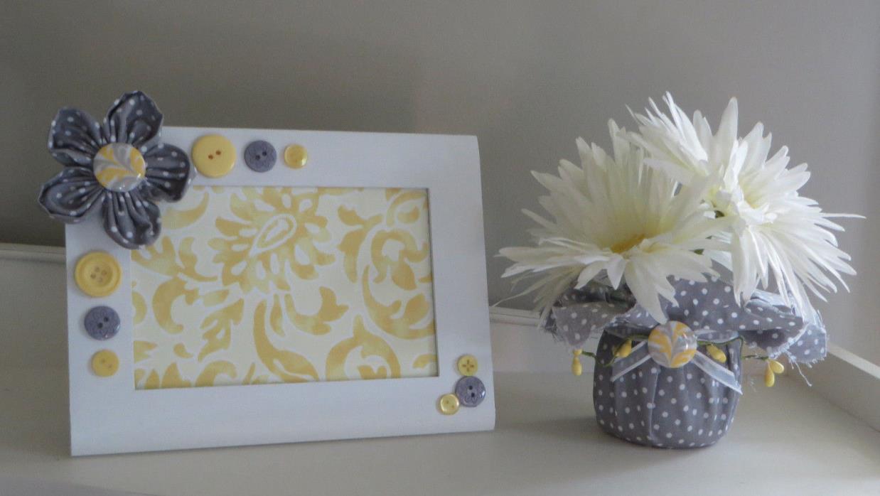 Picture Frame Set with Flower Arrangement (Yellow, Gray, White; 4x6)  #108