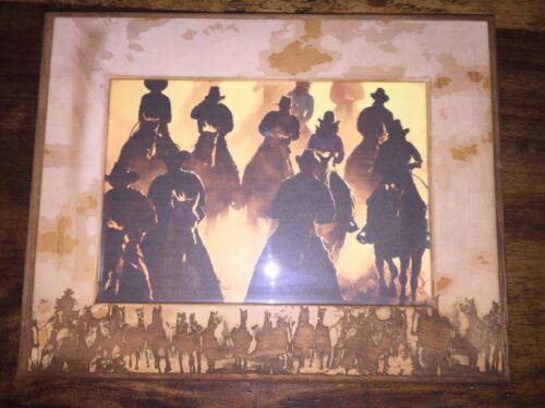 5 X 7 Wood Picture Photo Frame Carved Horses Cowboy Ranch Wild West Gift Works