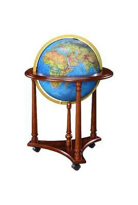 Lafayette 16 Inch Blue Illuminated Globe w Wood Base on Casters [ID 25548]