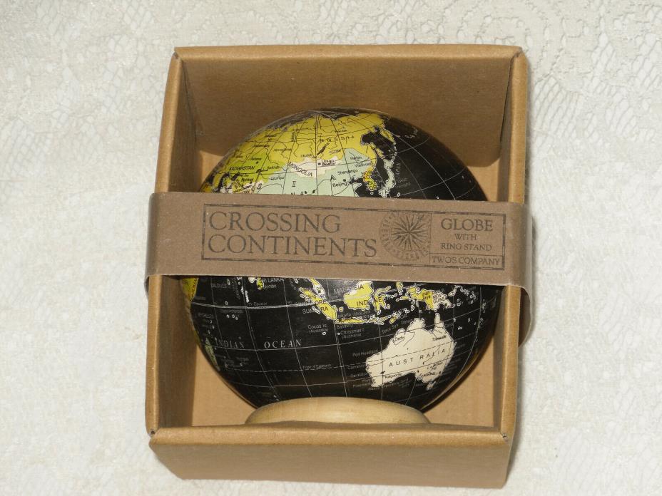 Crossing Continents Desk Globe with Stand Small Table Top Black