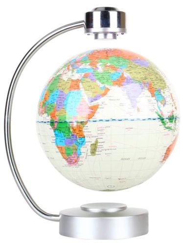 Floating Globe Magnetic Levitating and Rotating Planet Earth 8” White with Stand