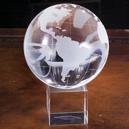 CRYSTAL GLOBE WORLD WITH STAND  - Shannon Crystal by Godinger Brand - 53692